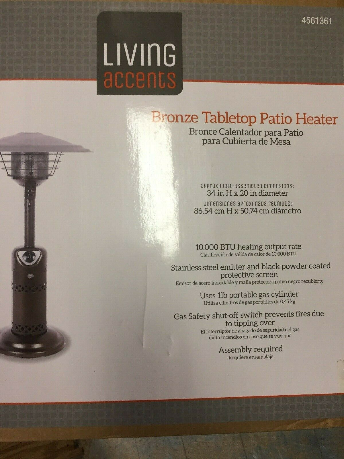 Living Accents Tabletop Patio Heater 4561631 Bronze with measurements 1200 X 1600