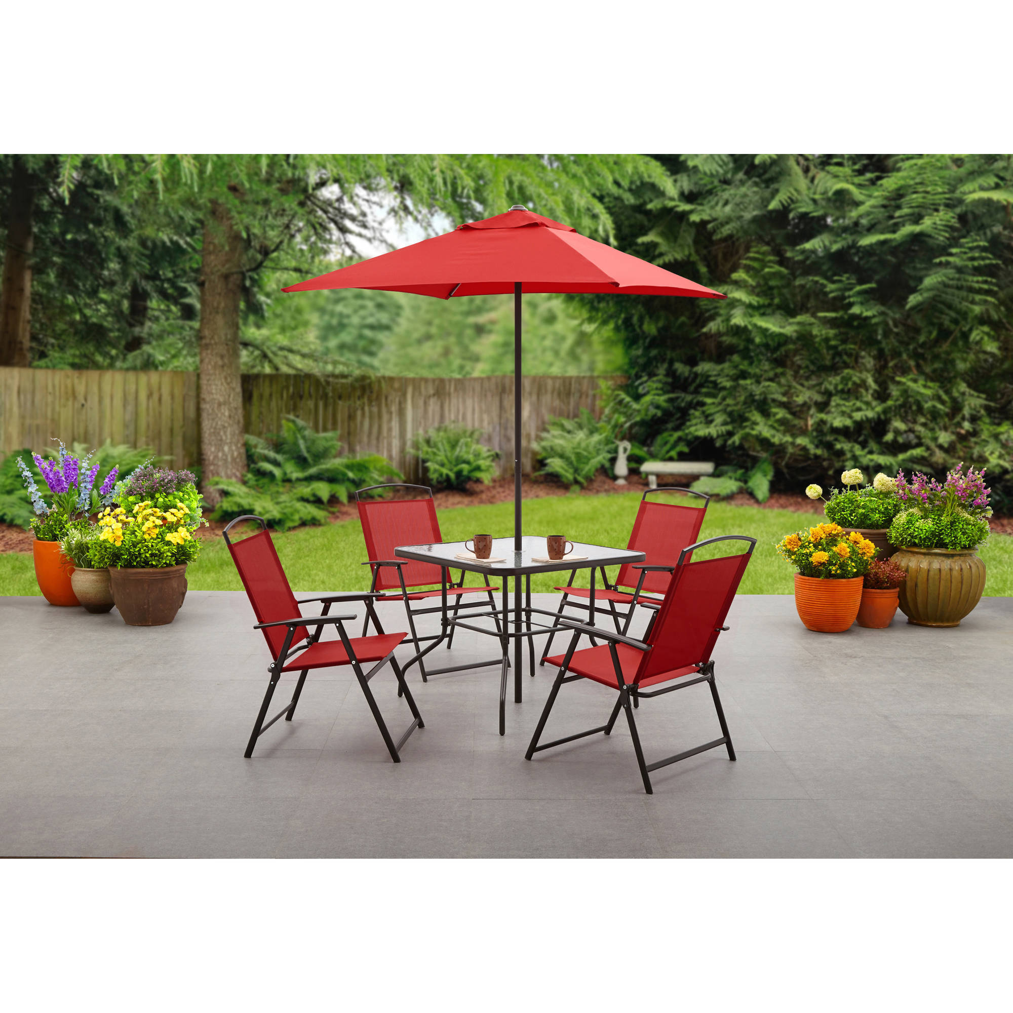Mainstays Albany Lane 6 Piece Outdoor Patio Dining Set Multiple Colors Walmart for proportions 2000 X 2000