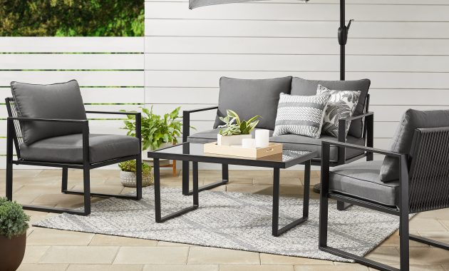 Mainstays Westwood Park Conversation Set 4 Piece Gray throughout proportions 3000 X 3000