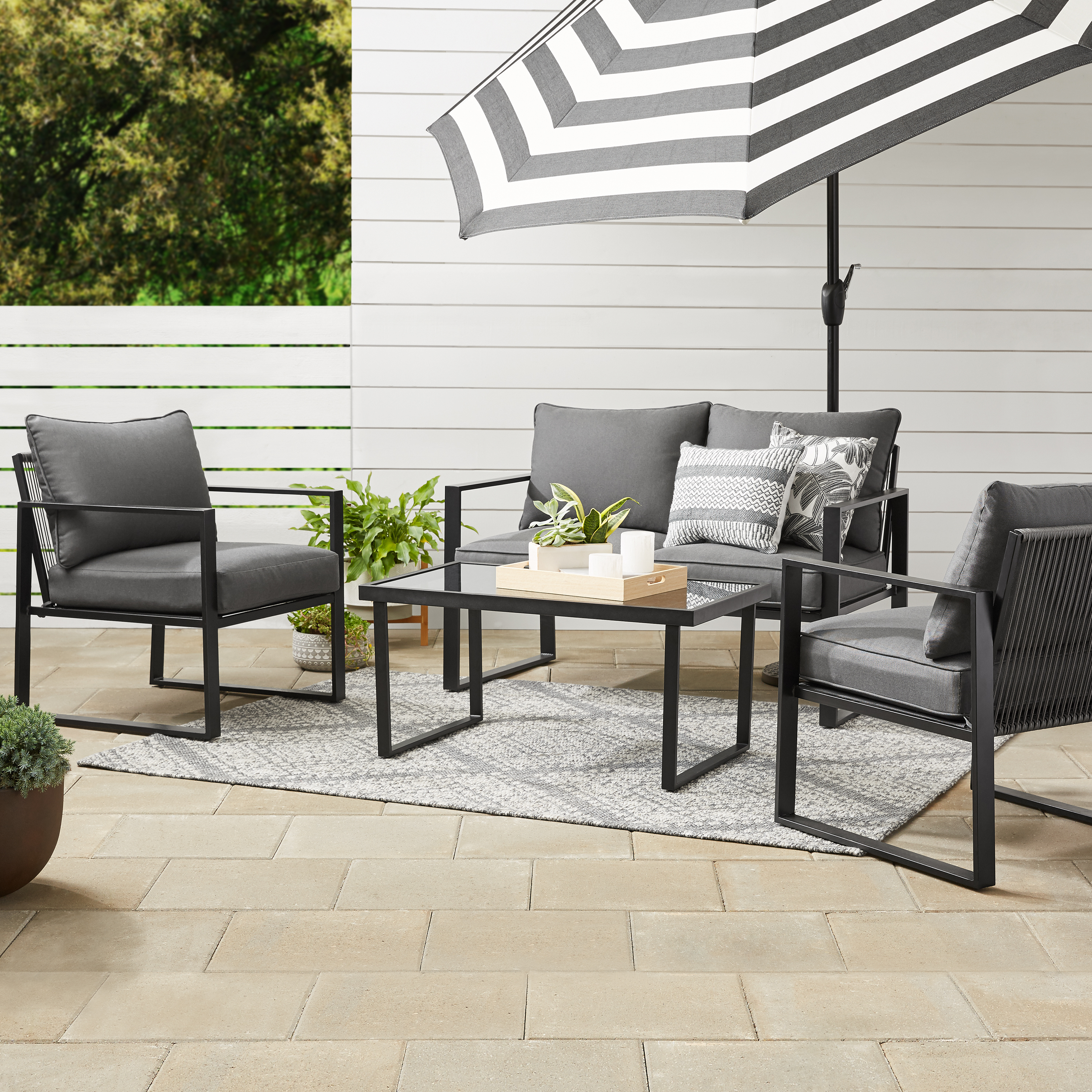 Mainstays Westwood Park Conversation Set 4 Piece Gray throughout proportions 3000 X 3000