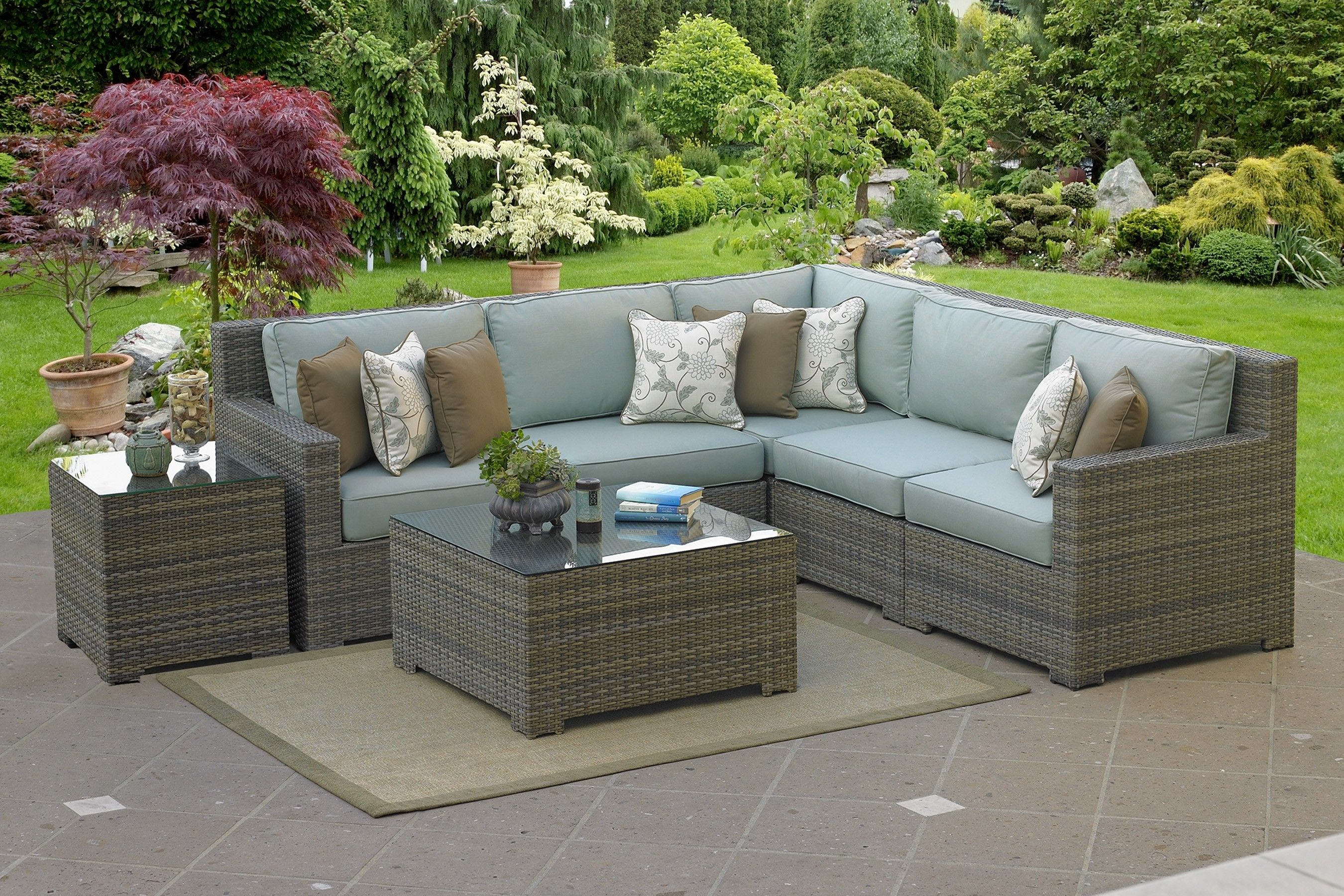 Malibu High Back 5 Pc Outdoor L Sectional 90 Degree Teak throughout sizing 2700 X 1800