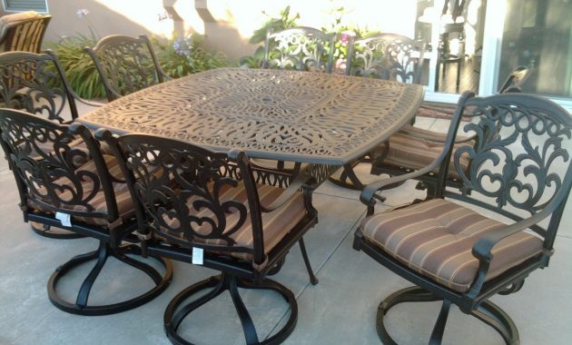 Mandalay Cast Aluminum Powder Coated 9pc Outdoor Patio Set for size 1500 X 1125