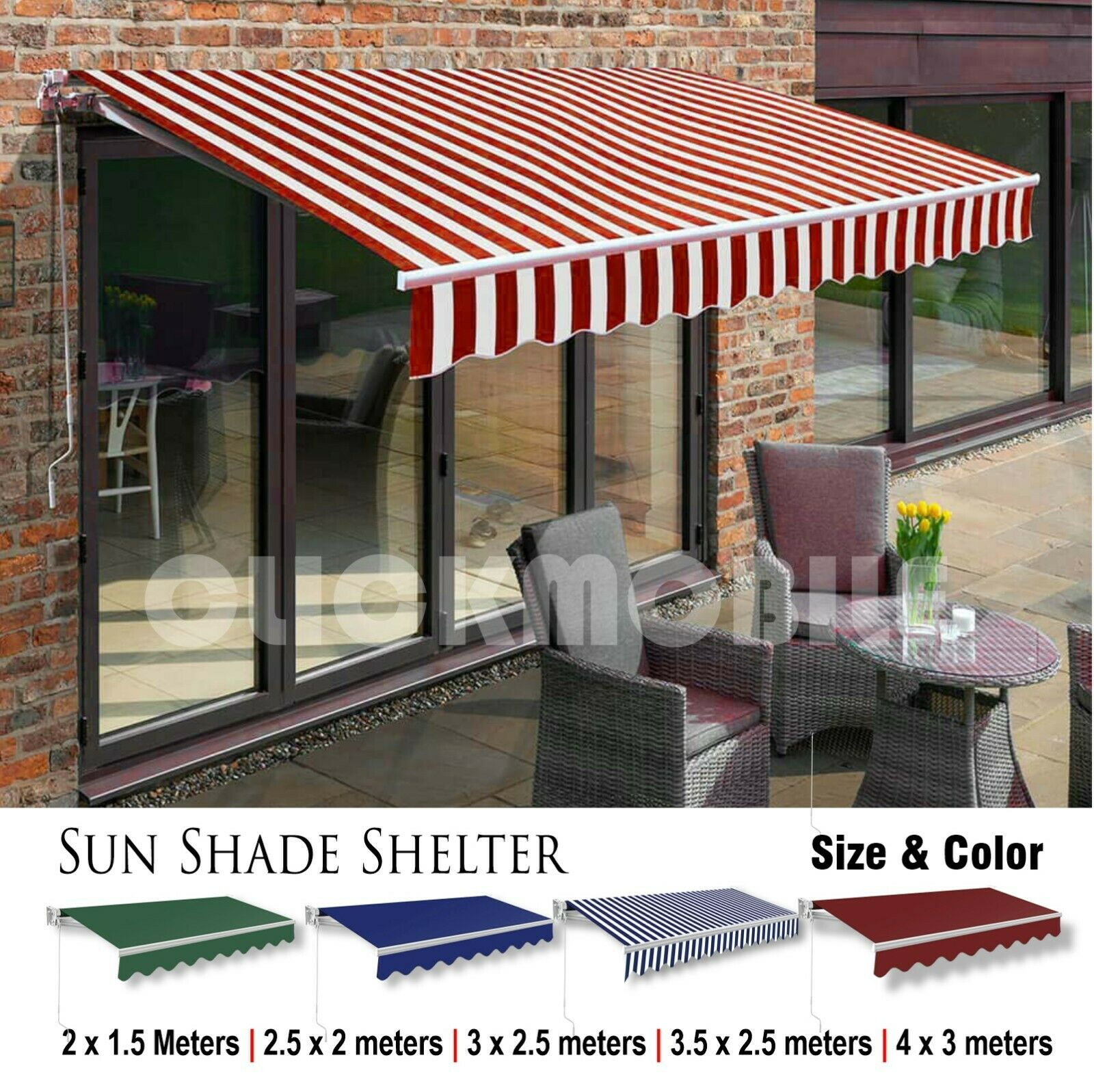 Manual Awning Canopy Retractable Garden Sun Shade Outdoor Patio Porch Shelter Uk intended for measurements 1600 X 1597