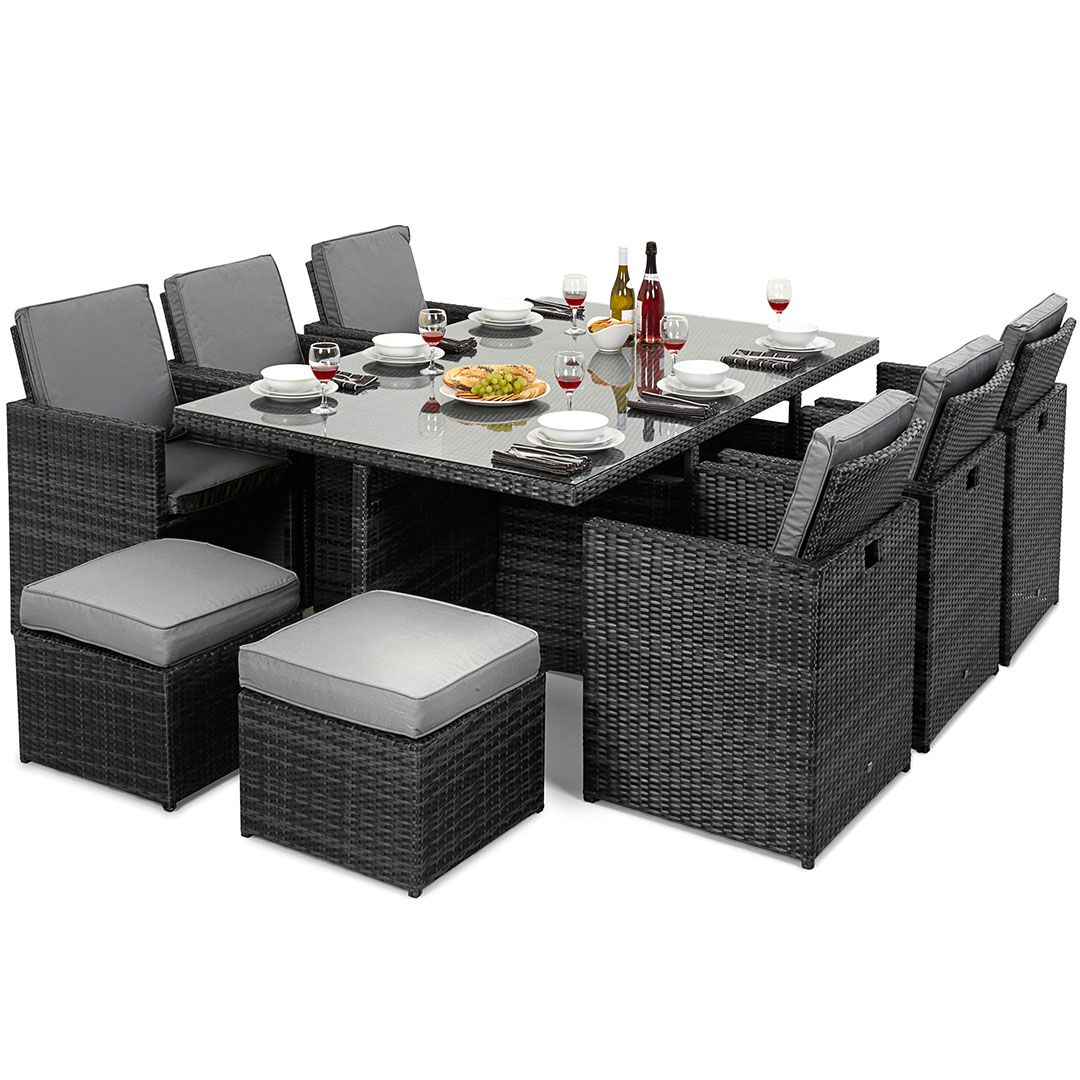 Maze Rattan Cube 7 Piece Garden Furniture Set With Footstools In Grey within dimensions 1080 X 1080