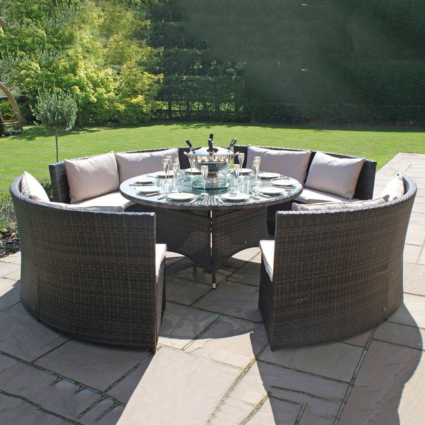 Maze Rattan Dallas 8 Seater Sofa Set Brown Garden pertaining to dimensions 1480 X 1480