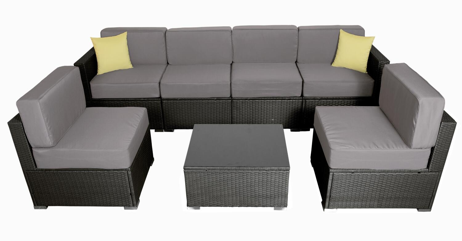 Mcombo 6082 7pc Bigger Size Outdoor Furniture Luxury Patio With Black Wicker And Grey Cushion Cover 6082 7pc Ey intended for size 1500 X 785