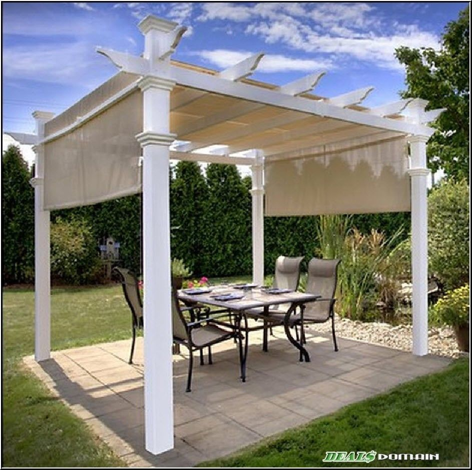 Modern 10x10 Ft Gazebo Pergola Square Canopy White Beige within size 943 X 939