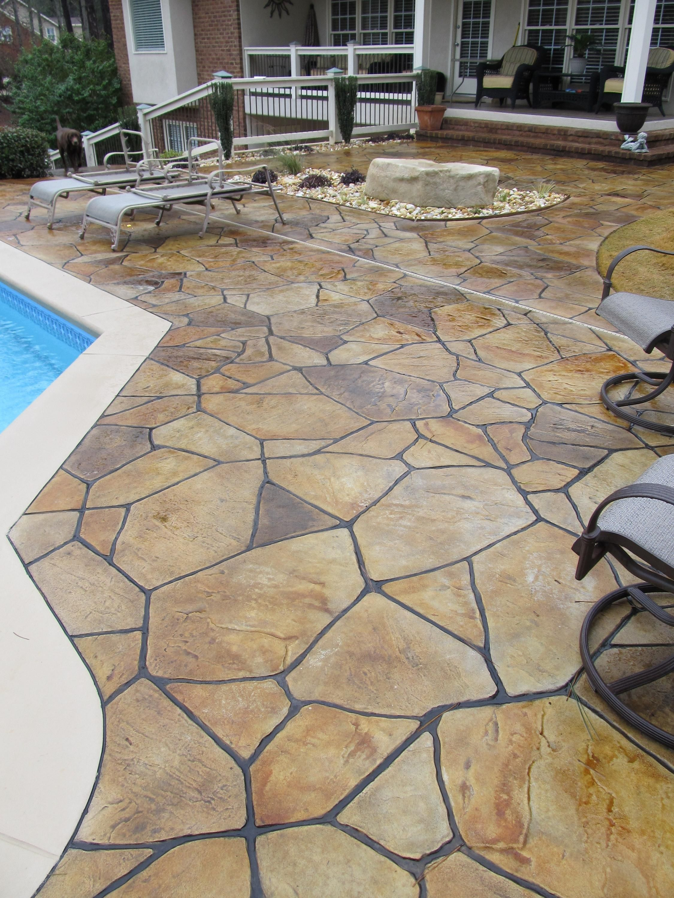 Multi Color Flagstone Overlay Over Existing Pool Deck With with measurements 2250 X 3000