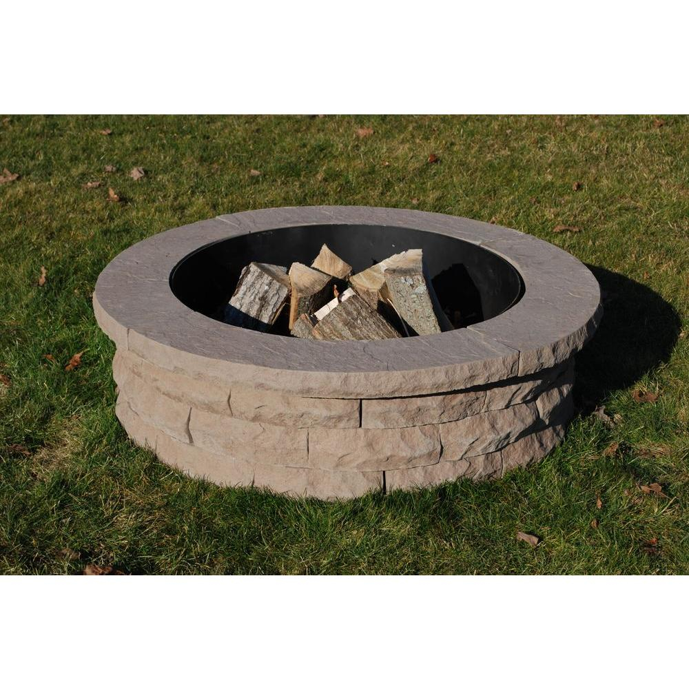 Nantucket Pavers Ledgestone 47 In Concrete Fire Pit Ring Kit Brown inside dimensions 1000 X 1000