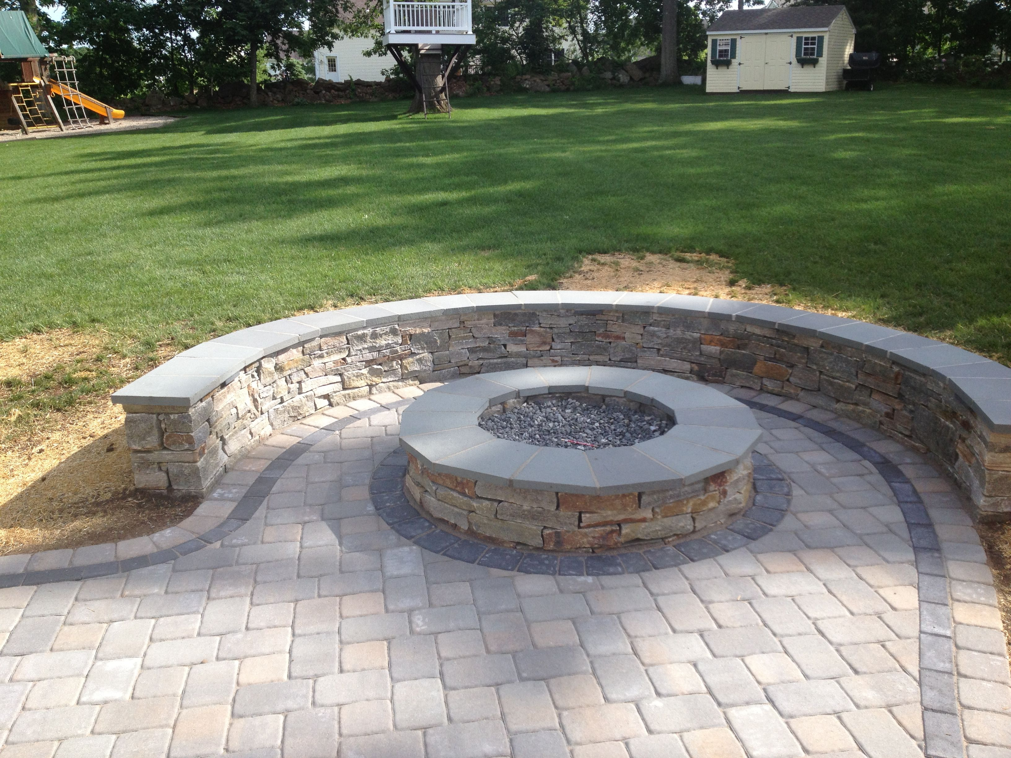 Natural Stone Sitting Wall With Bluestone Cap Surrounds A inside proportions 3264 X 2448