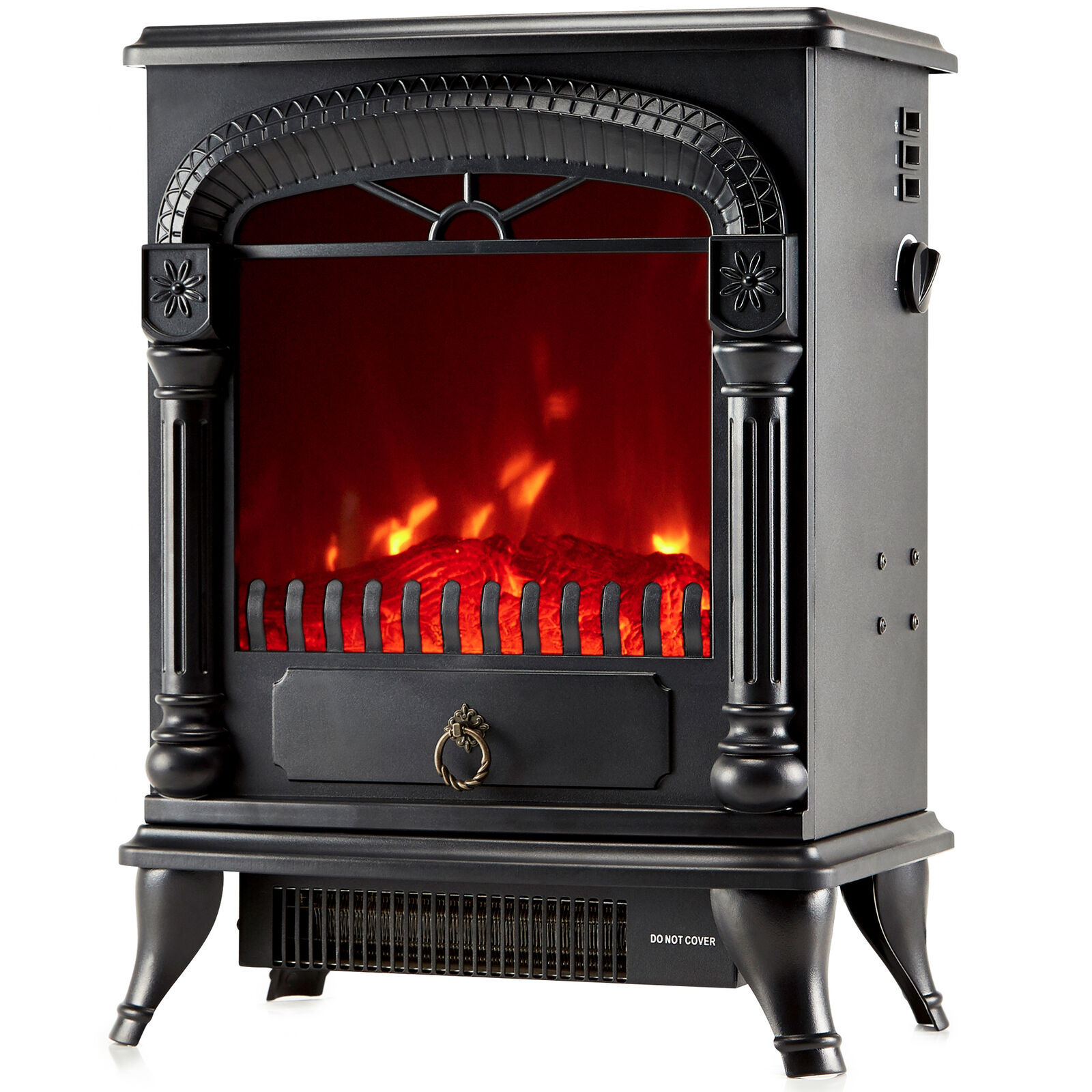 Netta 2000w Electric Stove Heater With Fan With Log Wood Burner Effect Black pertaining to dimensions 1600 X 1600