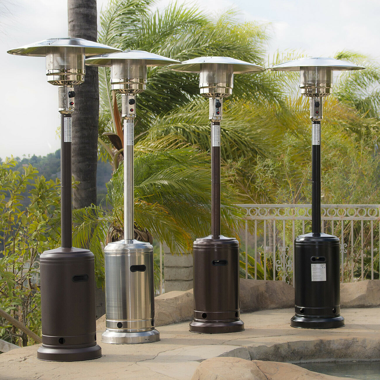 New 48000 Btu Outdoor Patio Heater Propane Standing Lp Gas Csa Steel W Wheel for dimensions 1300 X 1300