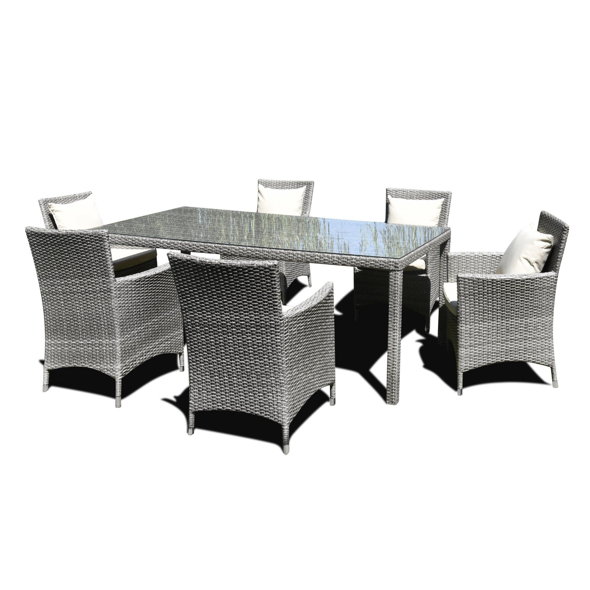 Oakville 7piece Outdoor Patio Rattan Wicker Dining Set Fully inside measurements 1966 X 1966