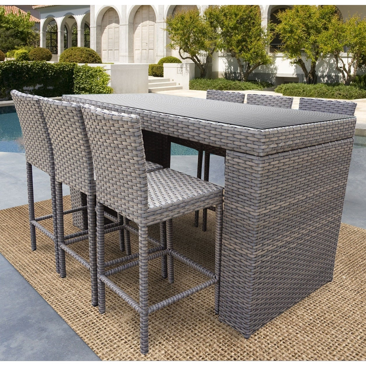 Oasis Bar Table Set With Barstools 7 Piece Outdoor Wicker Patio Furniture with regard to sizing 1255 X 1255