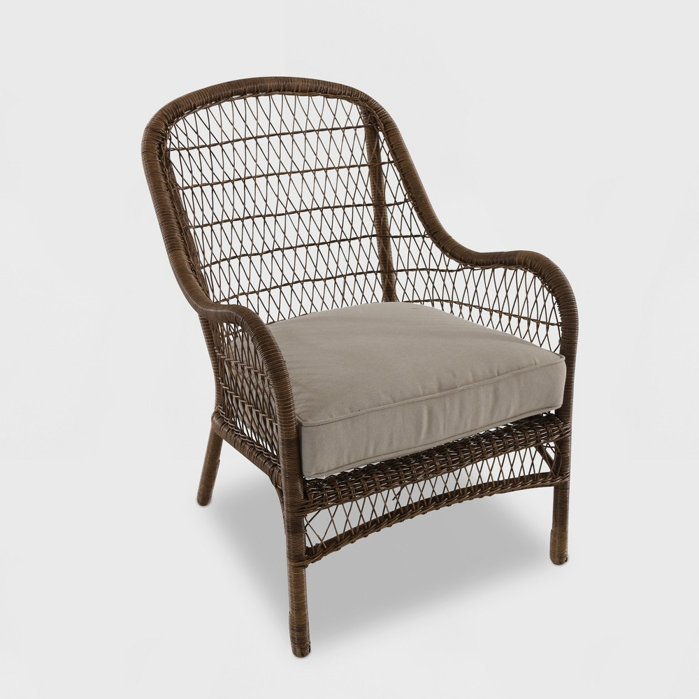 Open Weave Wicker Patio Accent Chair Tan Threshold inside sizing 1000 X 1000