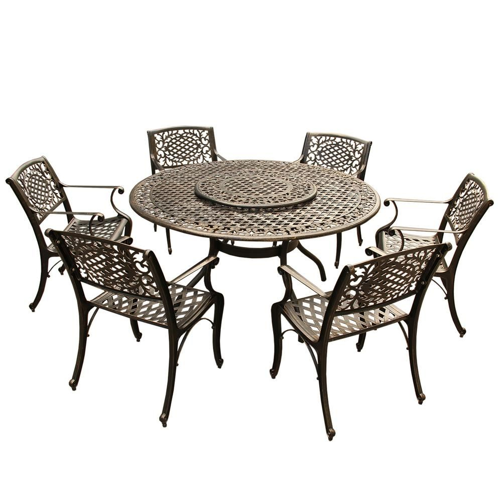 Ornate Traditional 7 Piece Bronze Aluminum Round Outdoor intended for sizing 1000 X 1000