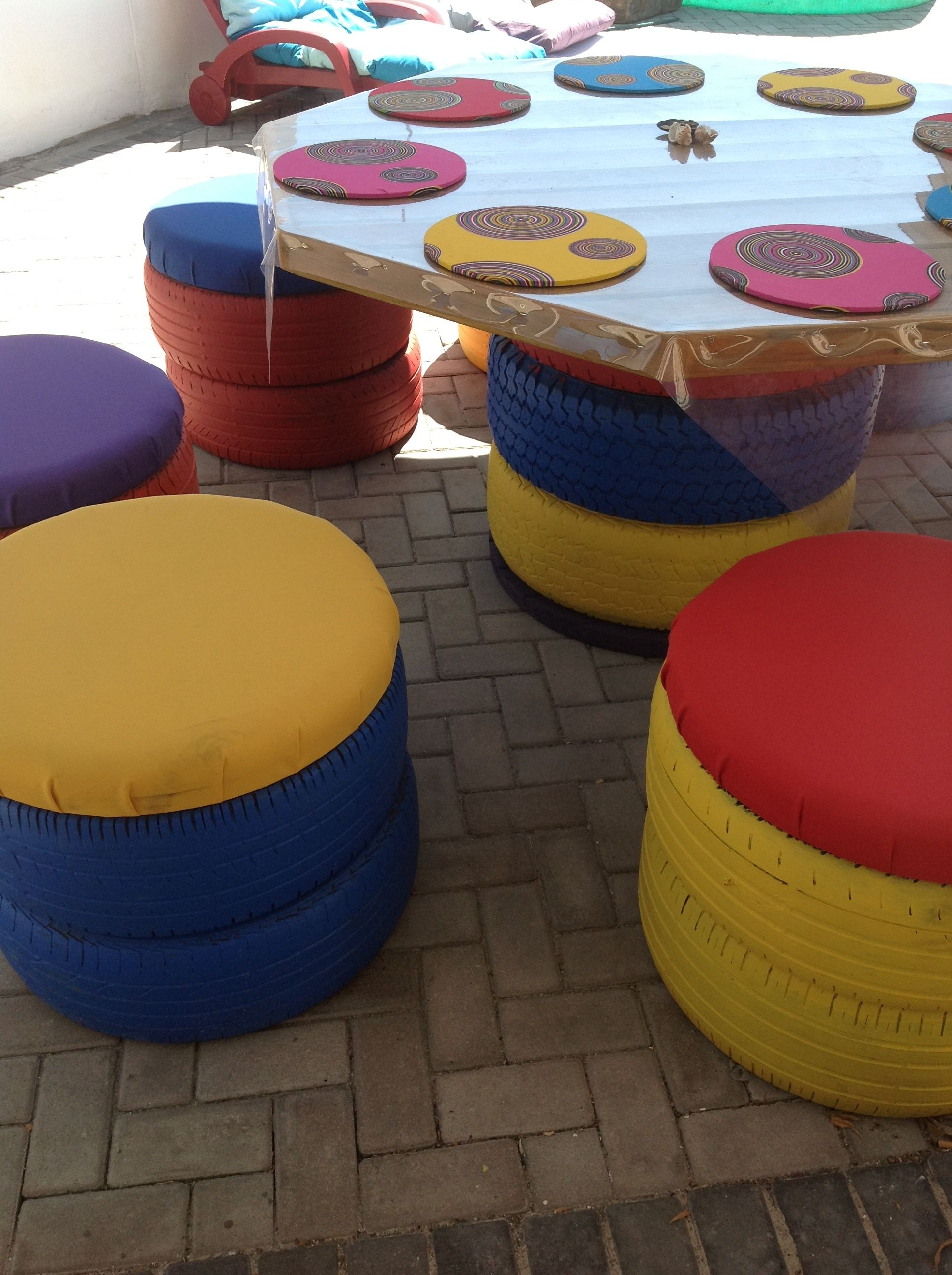 Outdoor Furniture Made From Old Tyres The Table Top Is Made within sizing 1936 X 2592