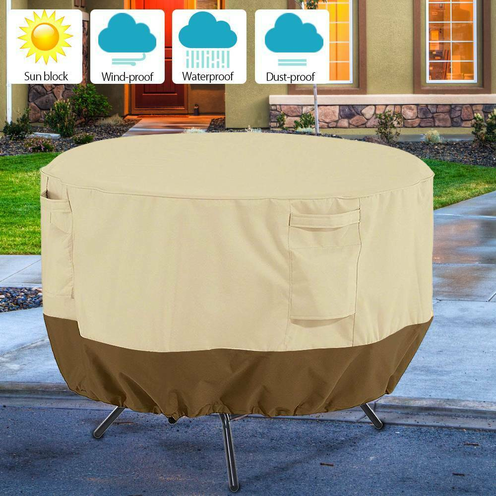 Outdoor Garden Round Table Cover Waterproof Patio Furniture Set Large Small throughout dimensions 1000 X 1000