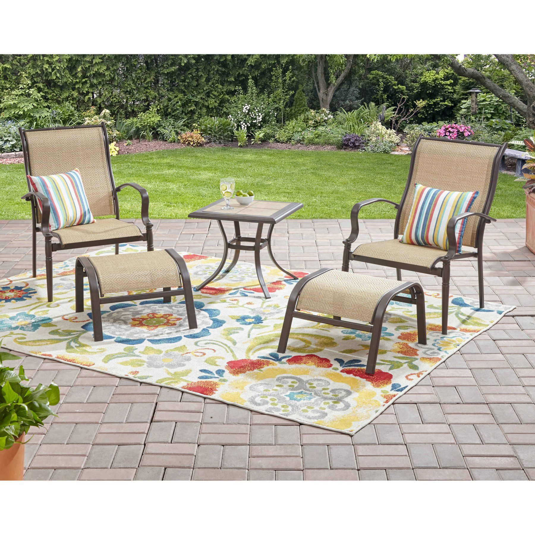 Outdoor Mainstays Wesley Creek Steel 5 Piece Patio Chat Set throughout proportions 1800 X 1800