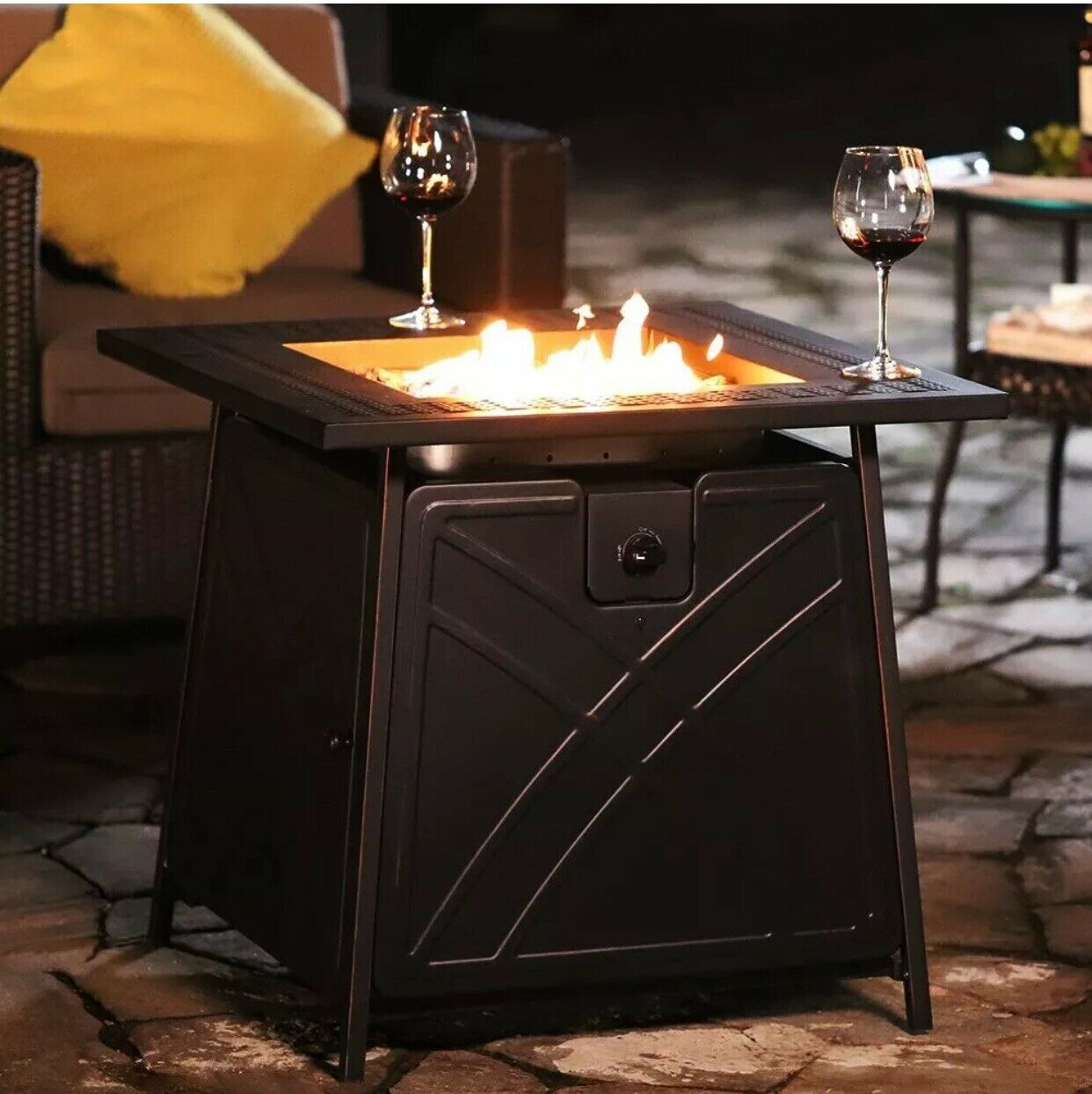 Outdoor Patio Fire Pit Table Deck Heater Propane Fire Burnning Lg Gas 50000btu regarding measurements 1242 X 1245