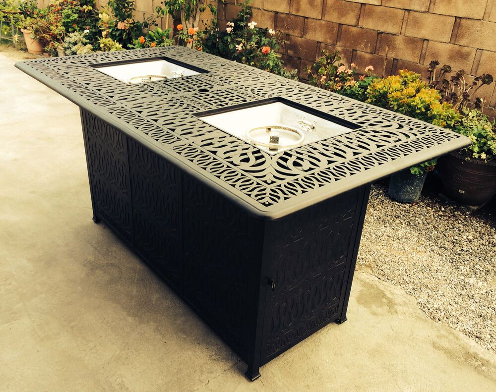 Outdoor Propane Fire Pit Bar Height Double Burner Table with size 1000 X 791
