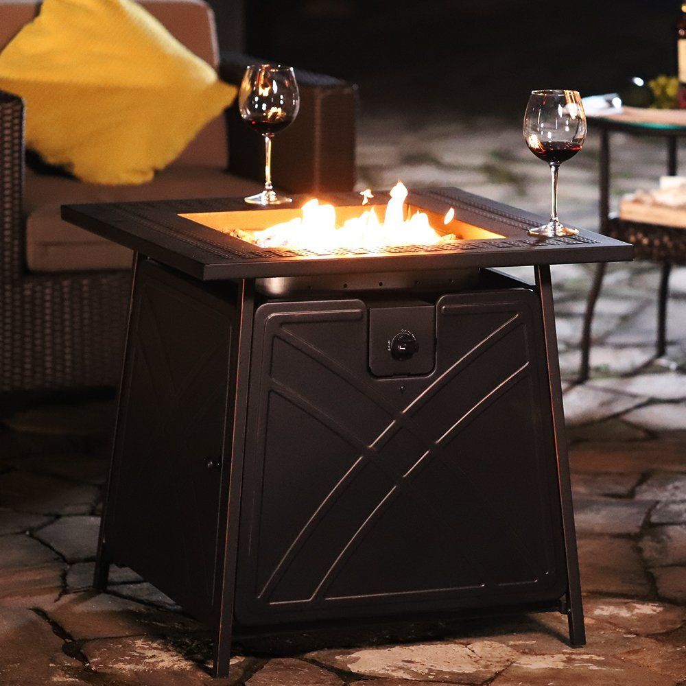 Outdoor Propane Fire Pit Table Patio Heater Gas 28 Inch Square with size 1000 X 1000