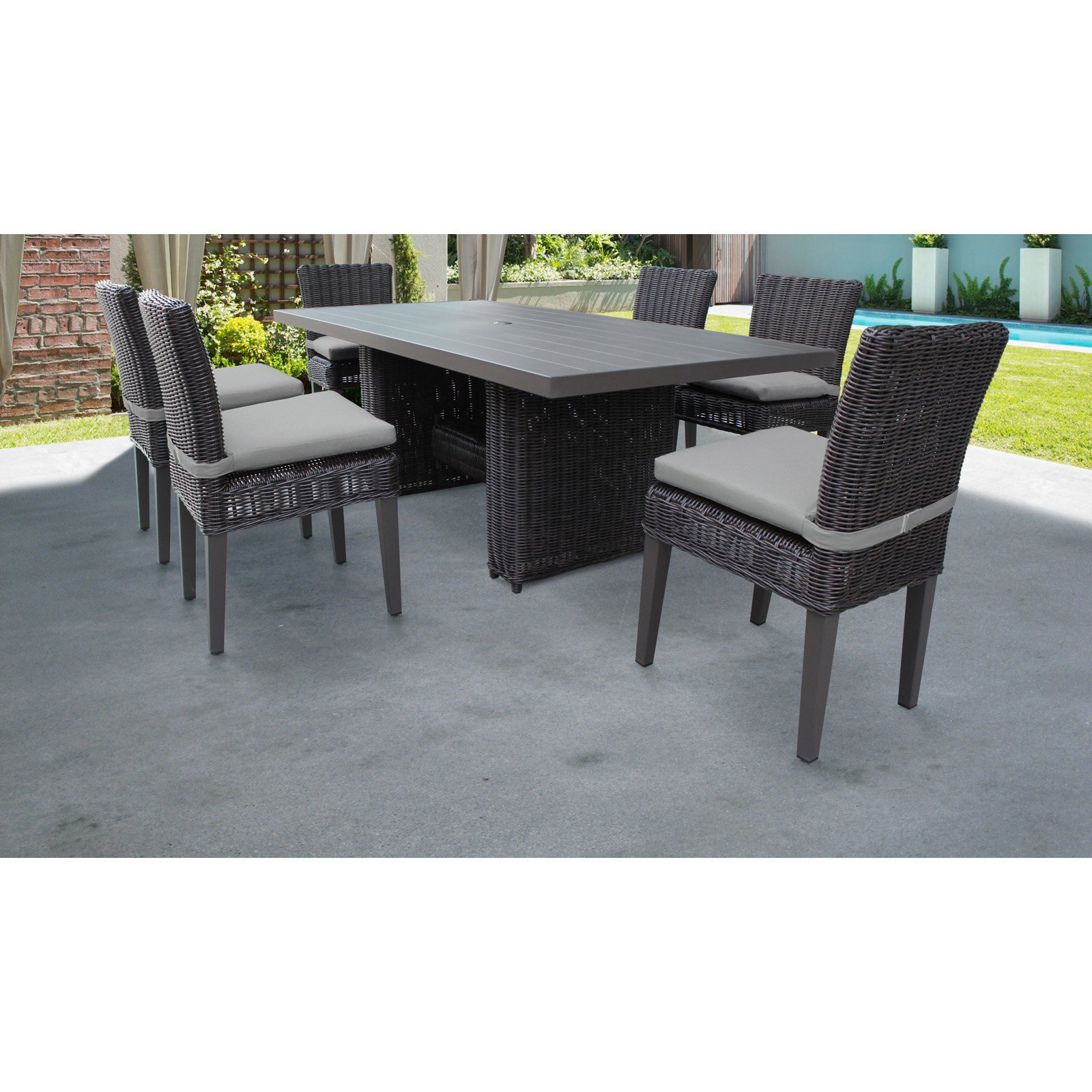 Outdoor Tk Classics Venice Wicker 7 Piece Patio Dining Set for proportions 1600 X 1600