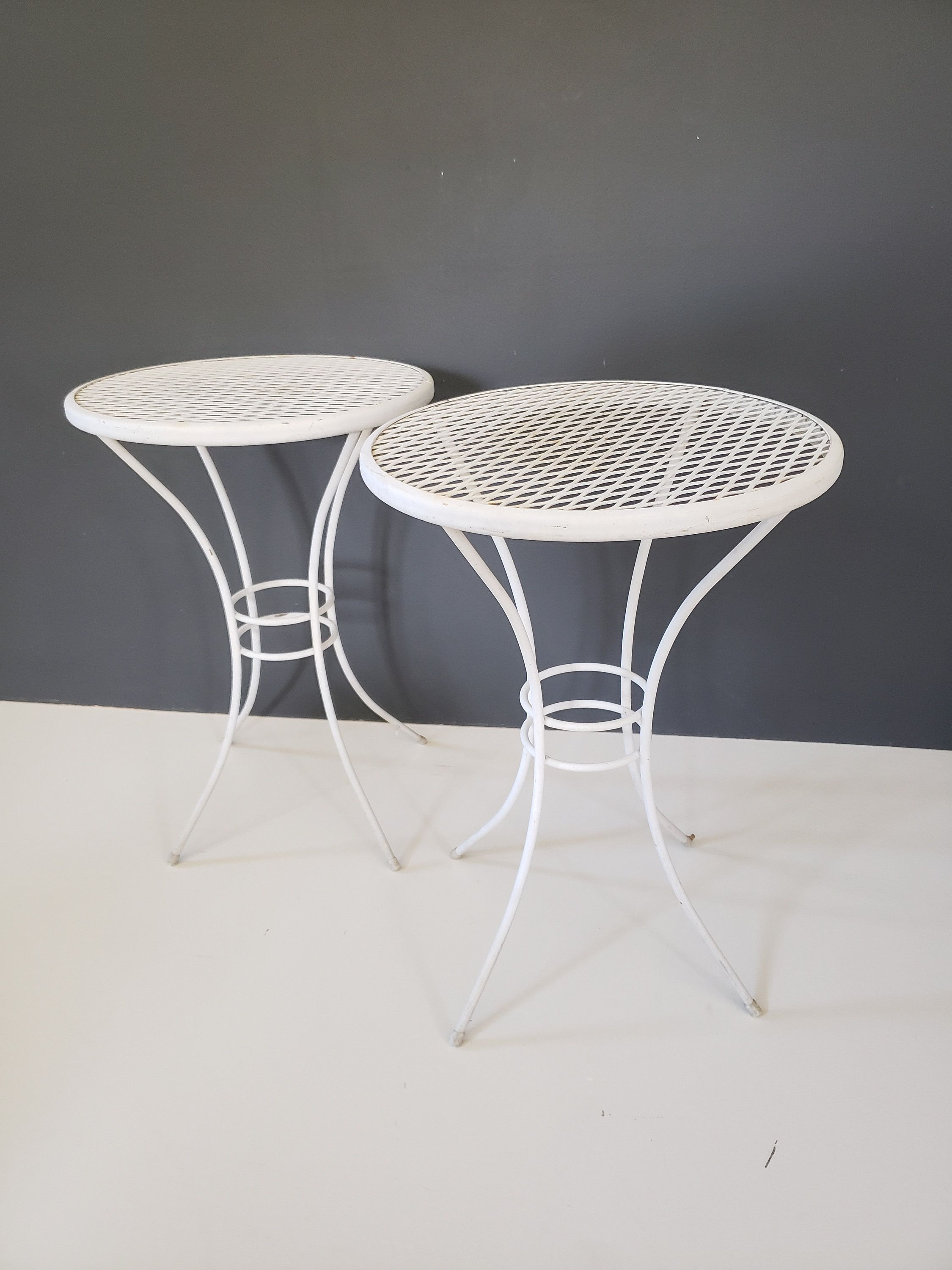 Pair Mid Century Metal Mesh Table Round Metal Plant Stand for proportions 2250 X 3000