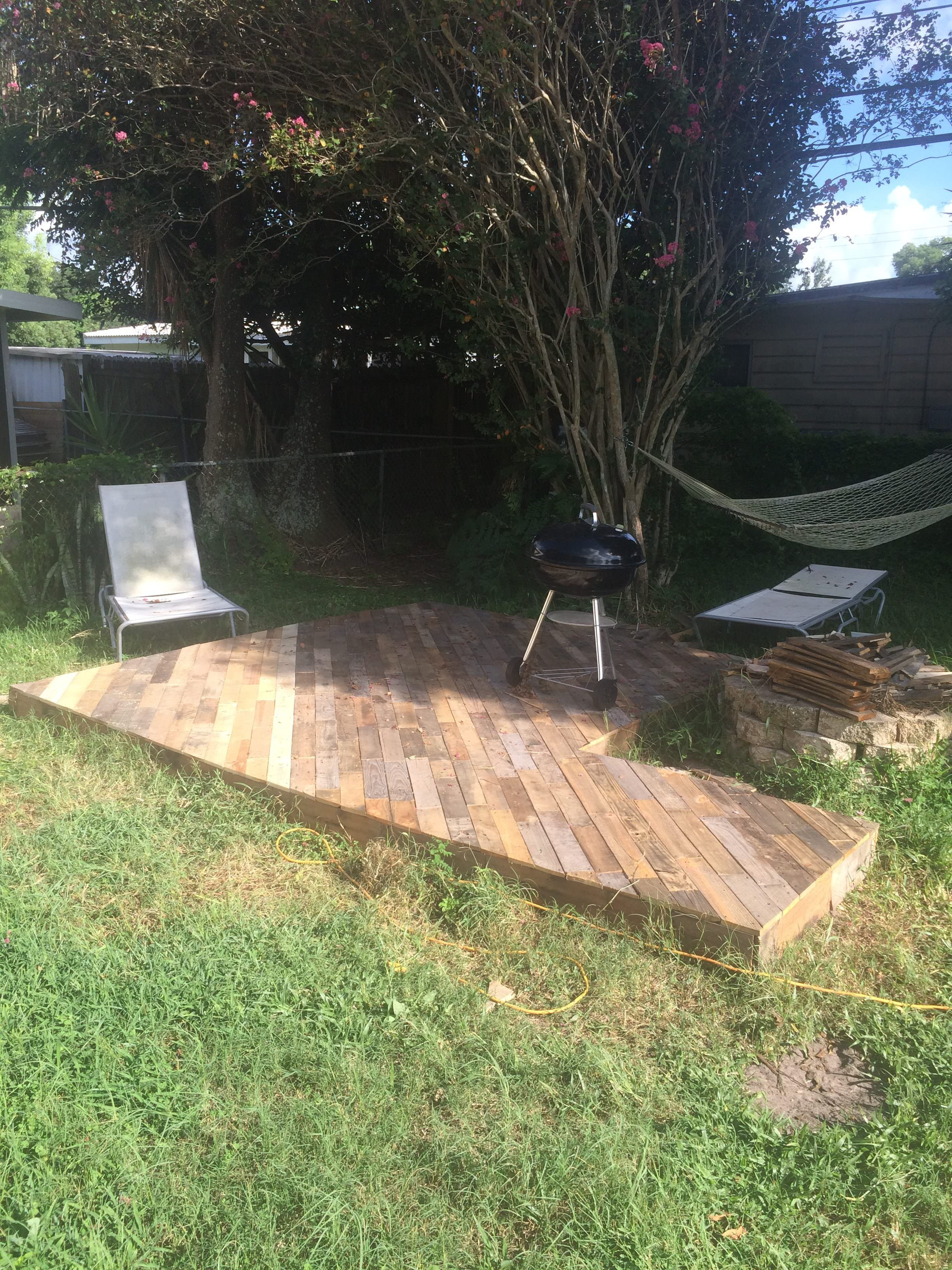 Patio Deck Out Of 25 Wooden Pallets Pallet Patio Pallet with measurements 2448 X 3264