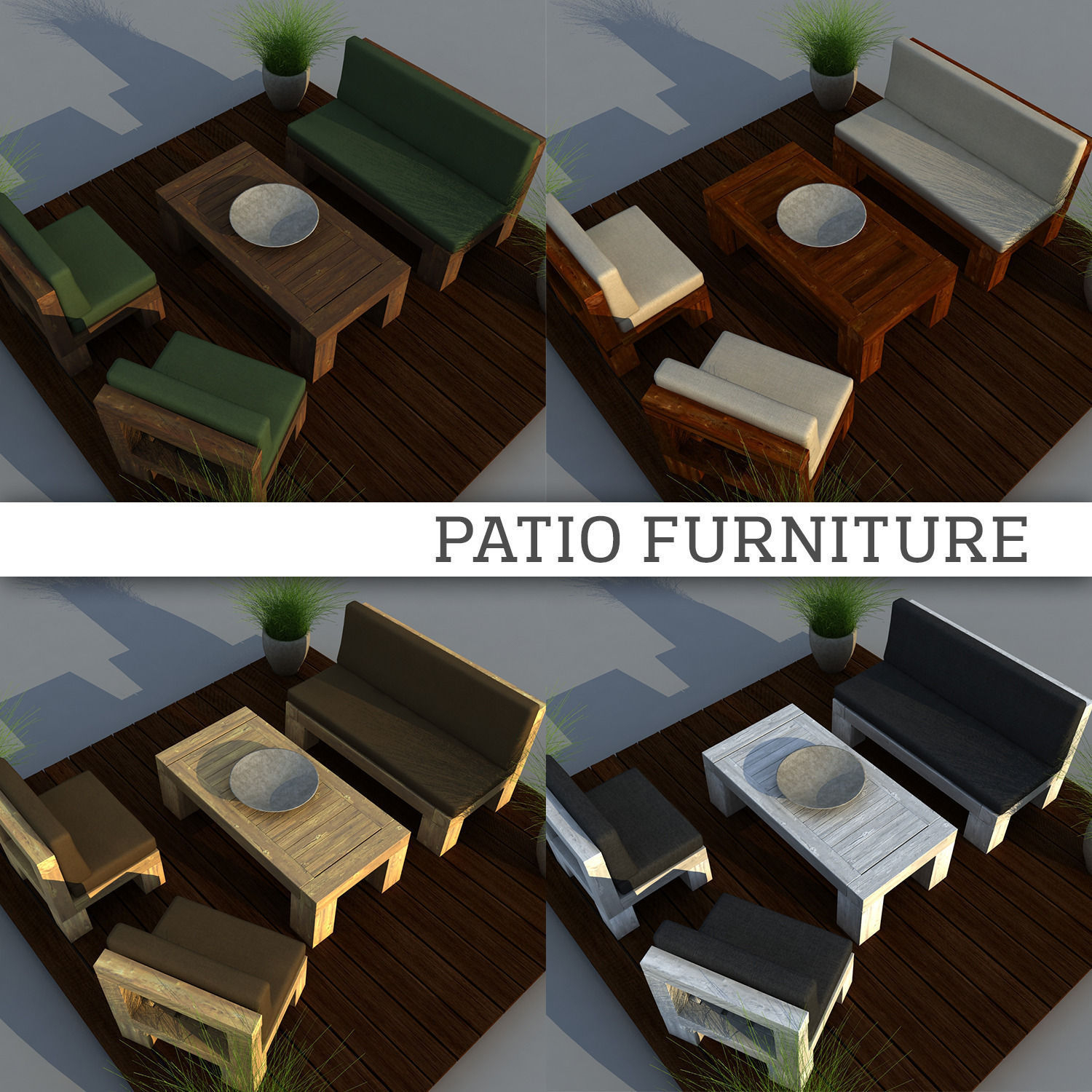 Patio Furniture 3d Model inside proportions 1500 X 1500