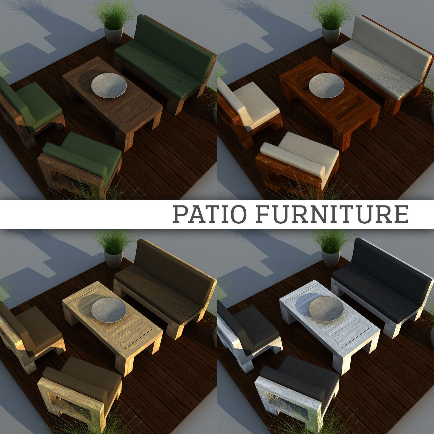 Patio Furniture 3d Model regarding proportions 1500 X 1500