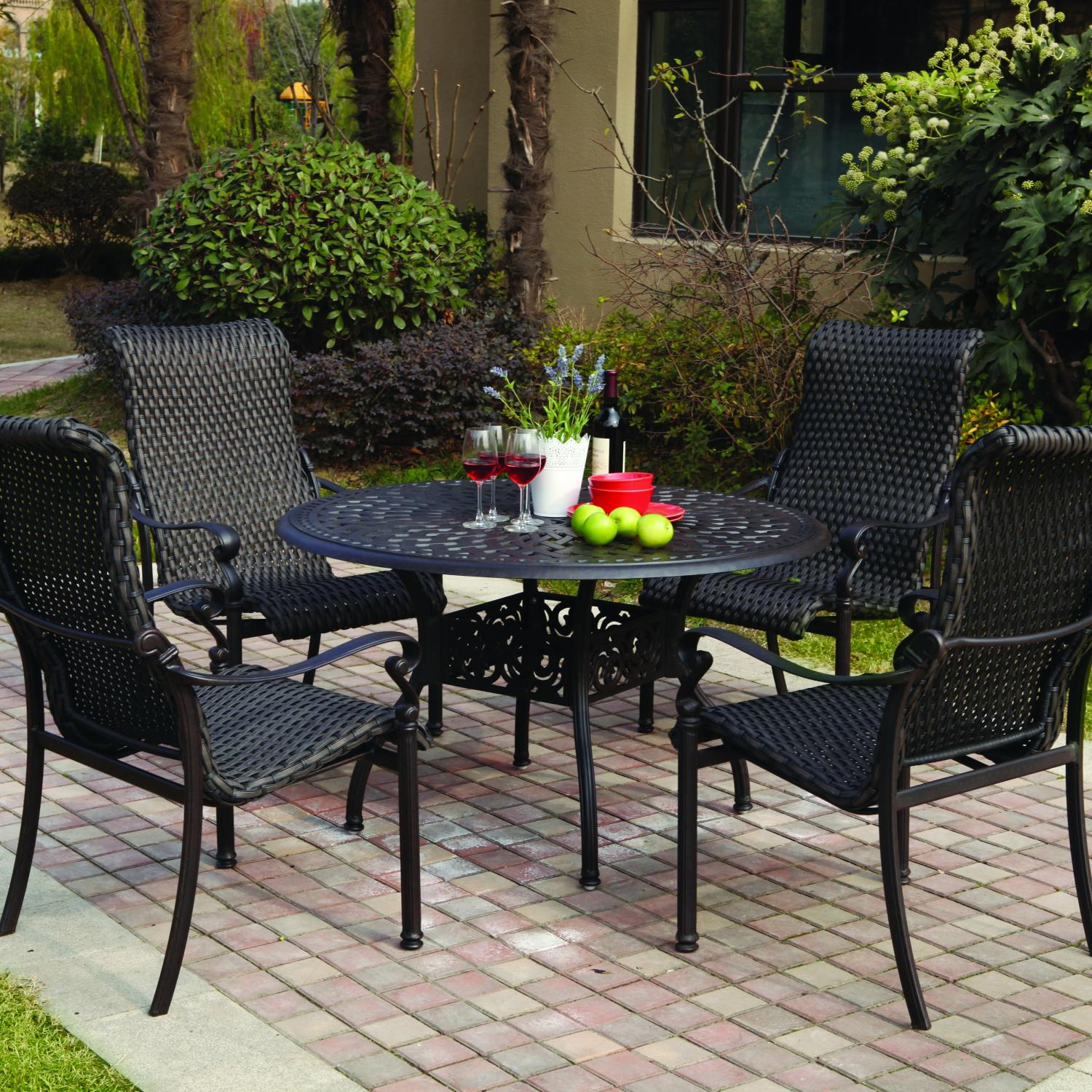 Patio Furniture Wicker Aluminum Dining Set 5pc Victoria throughout proportions 1500 X 1500