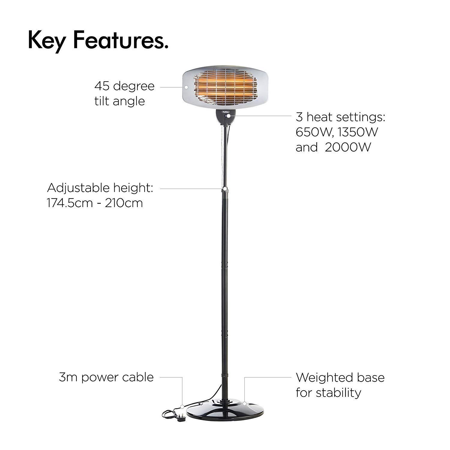 Patio Heater 2000w Free Standing Electric Hire In Buckinghamshire inside sizing 1500 X 1500