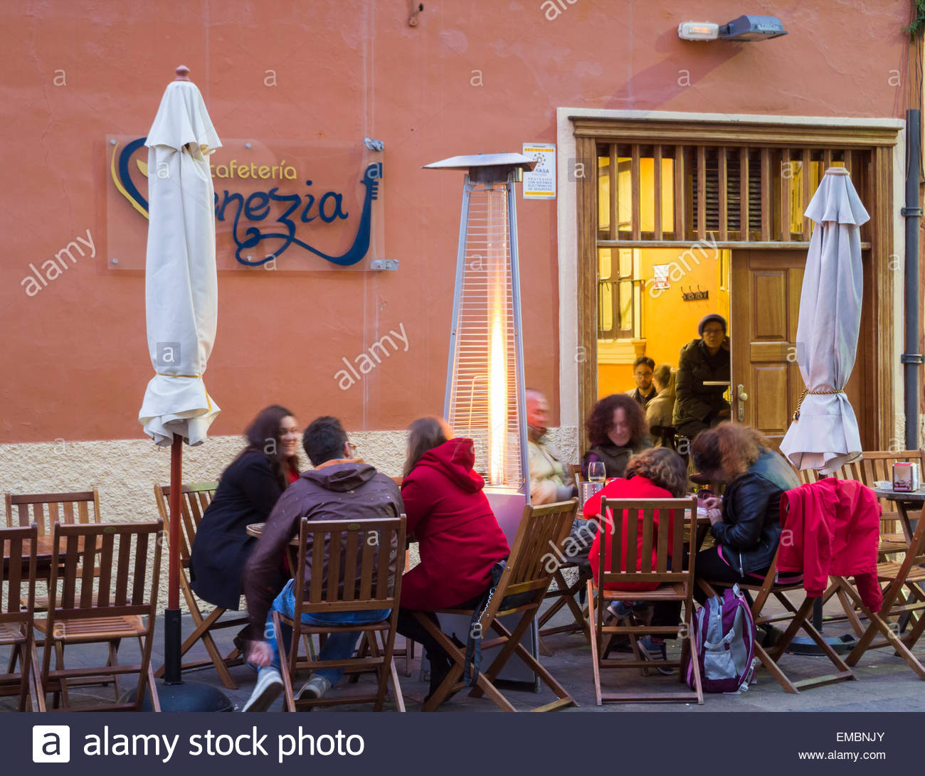 Patio Heaters Outside Street Bar At Night In San Cristobal intended for dimensions 1300 X 1091