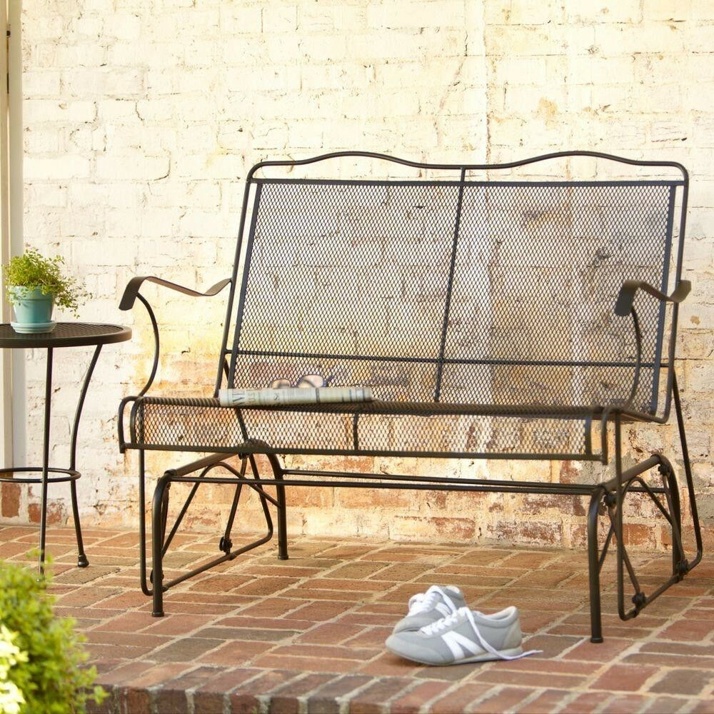 Patio Loveseat Glider Rust Resistant Wrought Iron Frame In Charcoal with sizing 1000 X 1000