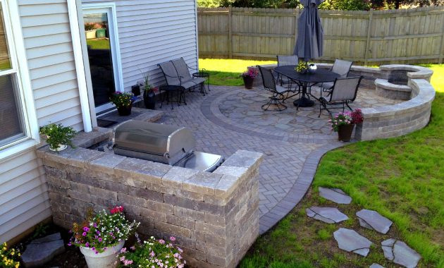 Paver Patio With Grill Surround And Fire Pit Hoffman inside proportions 2048 X 1536