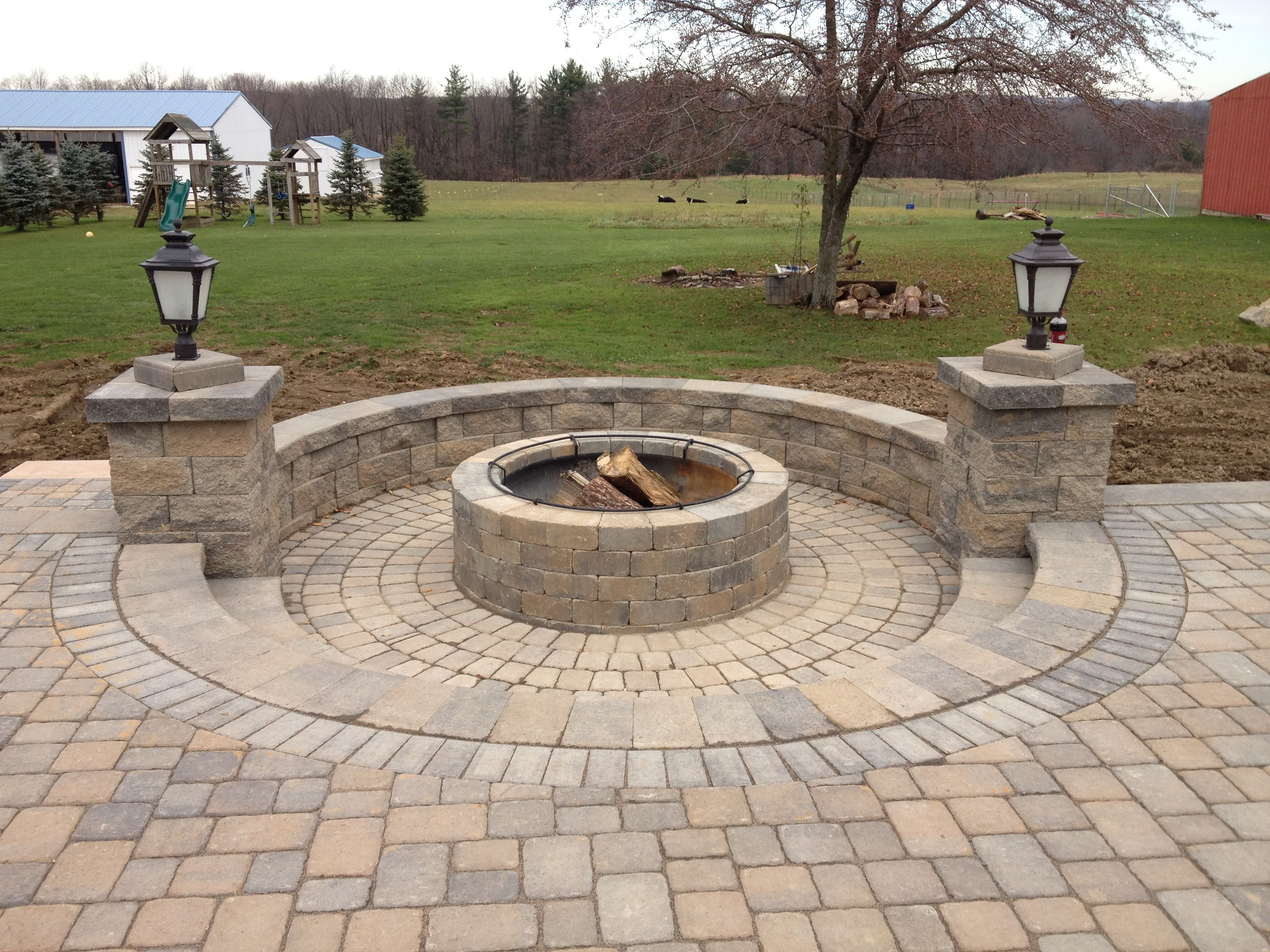 Paver Patio With Sunken Fire Pit Area Rustic Fire Pits intended for dimensions 3264 X 2448