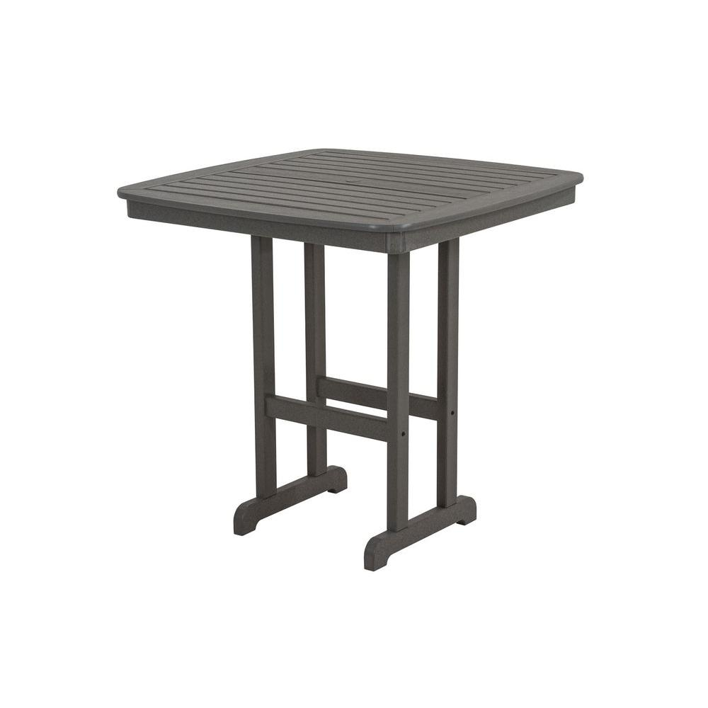 Polywood Nautical Slate Grey 44 In Plastic Outdoor Patio Bar Table for proportions 1000 X 1000