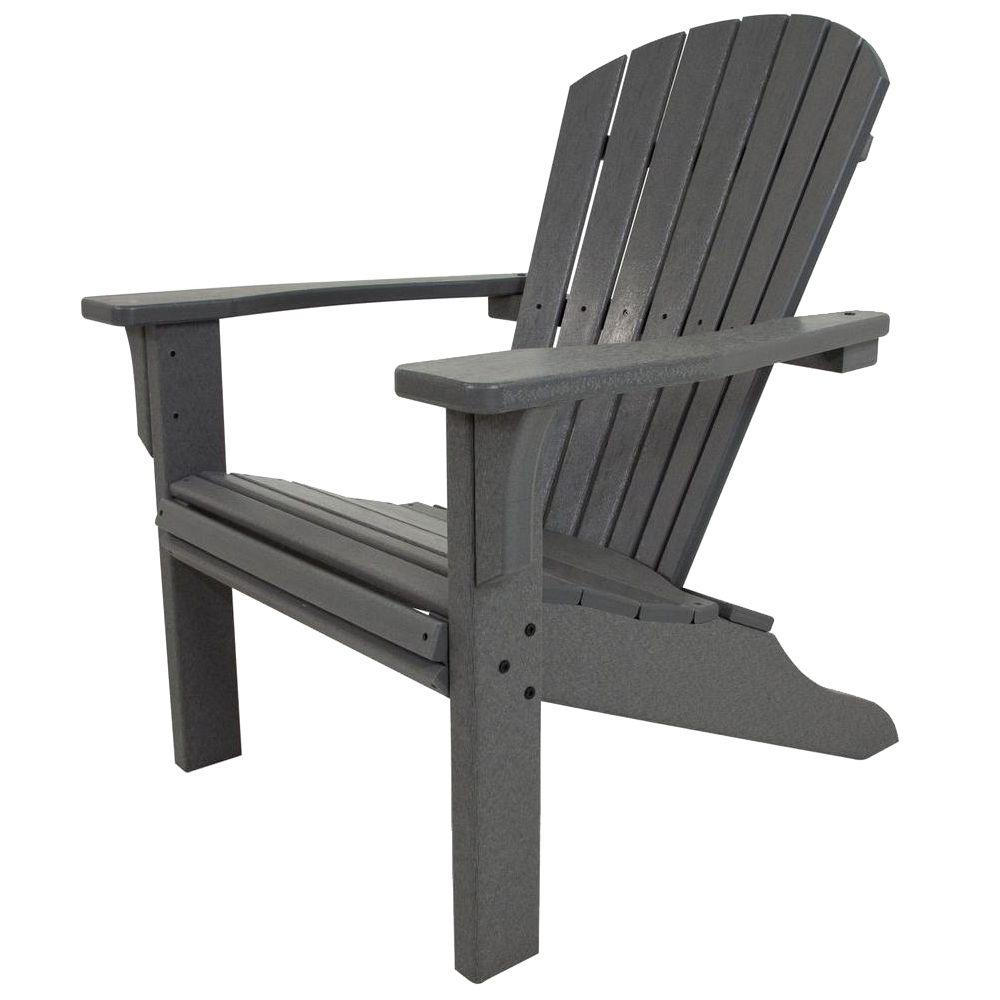 Polywood Seashell Slate Grey Plastic Patio Adirondack Chair for size 1000 X 1000