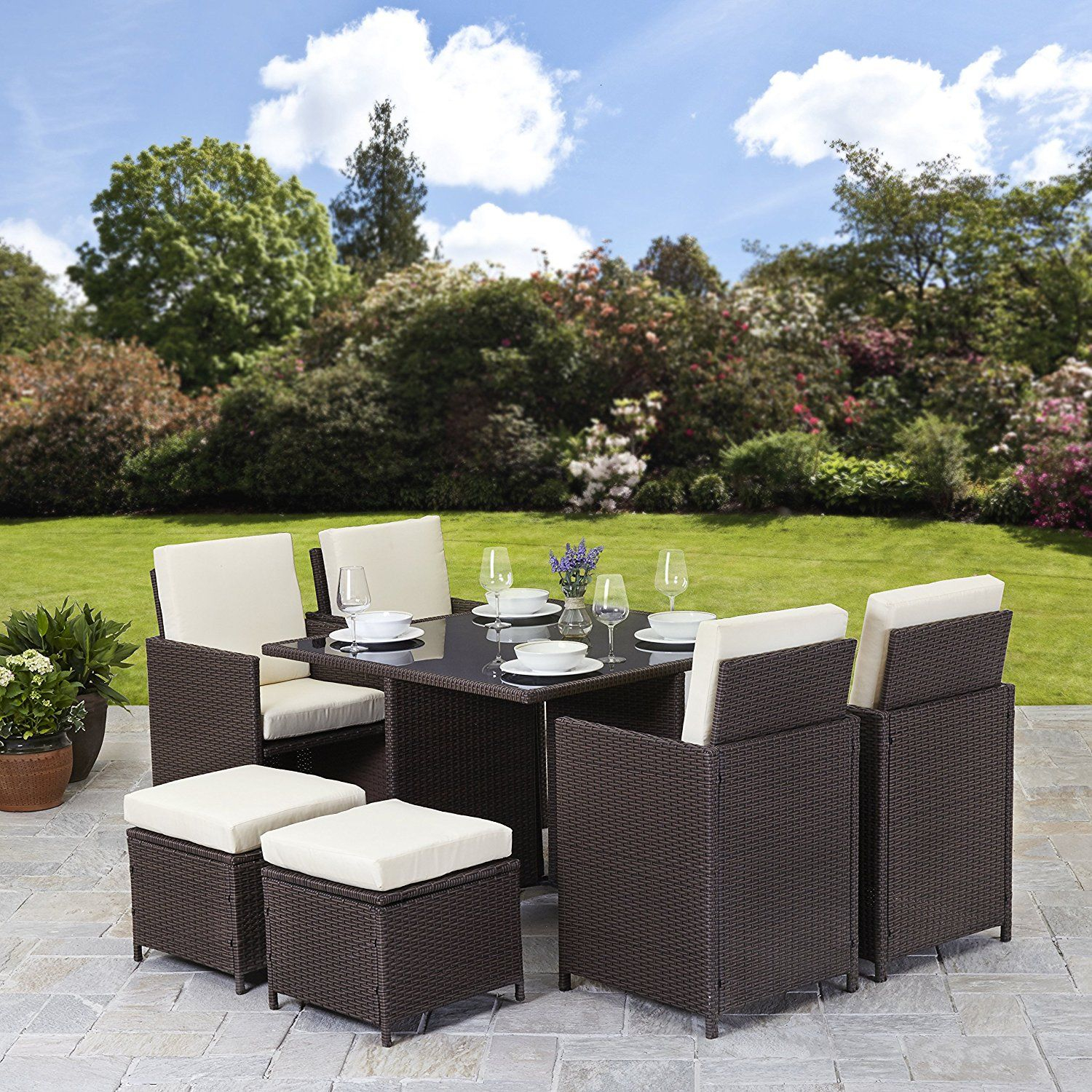 Rattan Cube Garden Furniture Set 8 Seater Outdoor Wicker throughout proportions 1500 X 1500