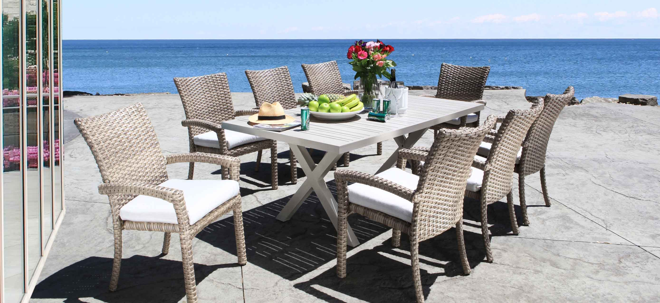 Riverside Modern Outdoor Wicker Patio Furniture Dining Set pertaining to proportions 2778 X 1276