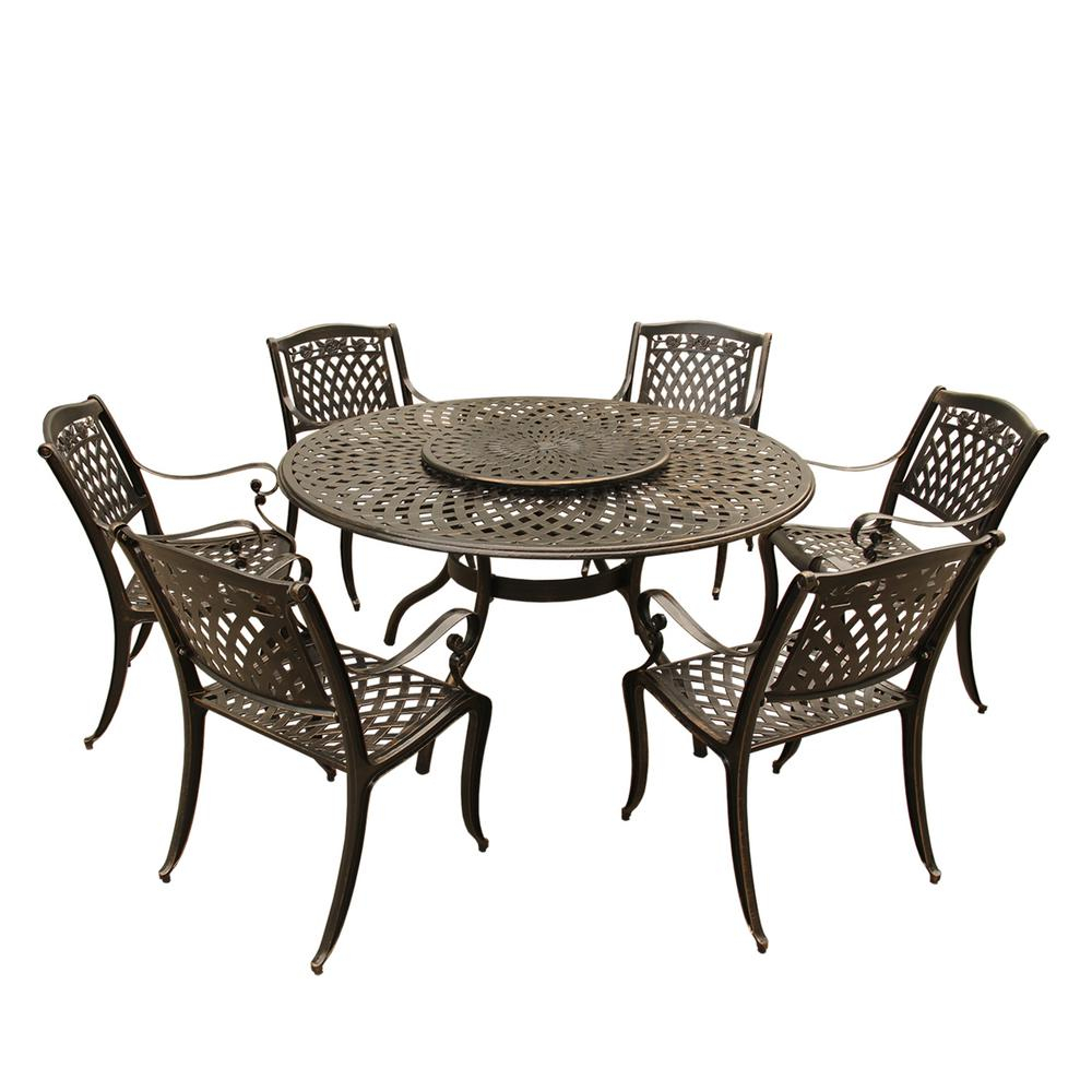 Rose Modern Ornate 7 Piece Bronze Aluminum Outdoor Dining pertaining to dimensions 1000 X 1000