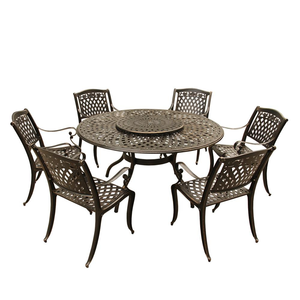 Rose Modern Ornate 7 Piece Bronze Aluminum Outdoor Dining within size 1000 X 1000