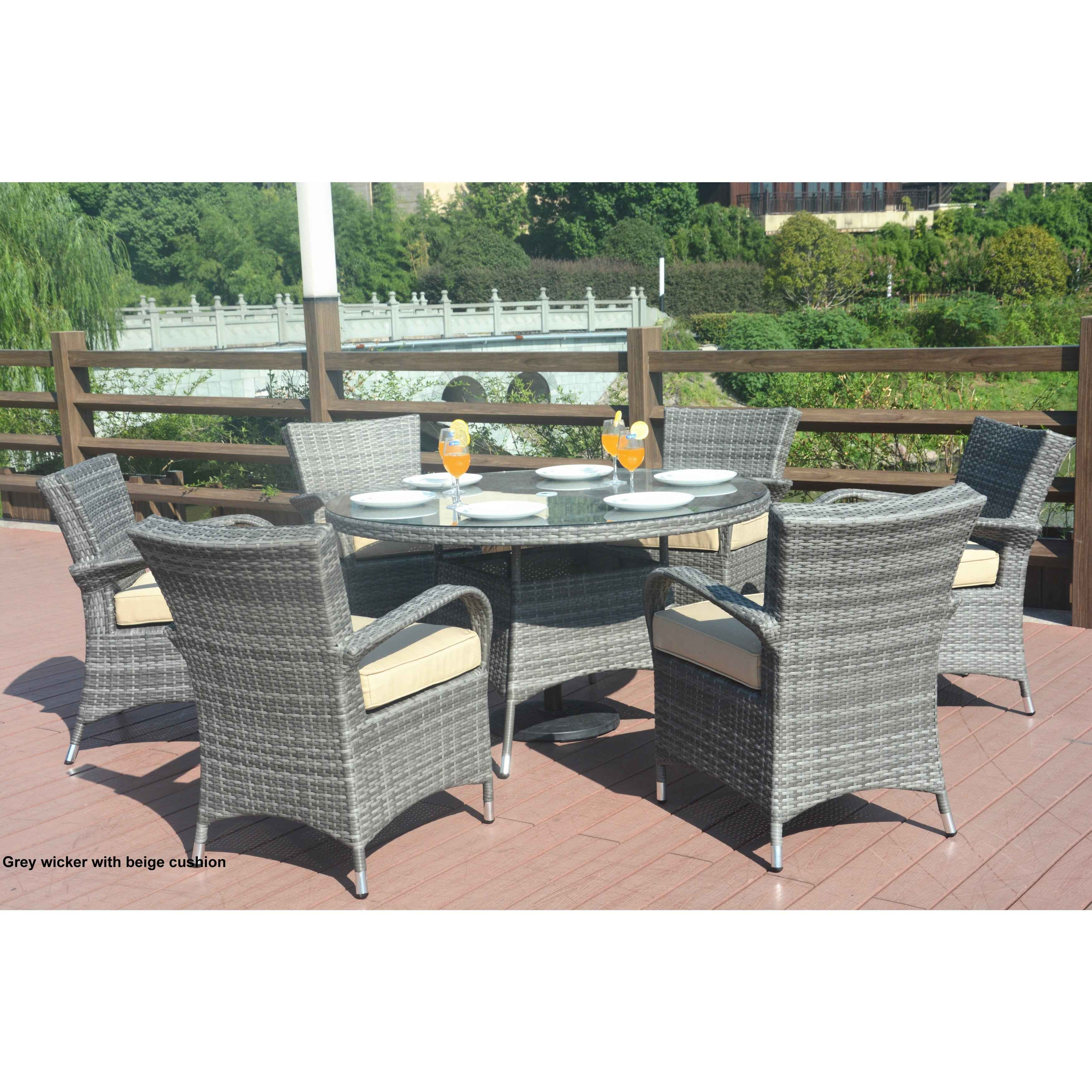 Round Resin Wicker Dining Table Outdoor Piece Patio Set inside dimensions 3500 X 3500
