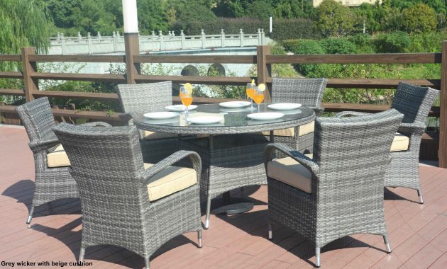 Round Resin Wicker Dining Table Outdoor Piece Patio Set with proportions 3500 X 3500