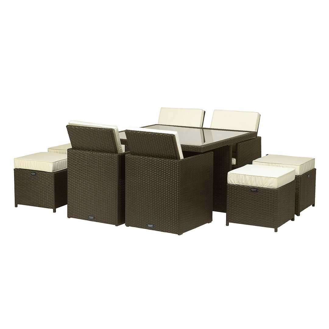 Royalcraft Cannes Rattan Mocha Brown 8 Seater Cube Garden Furniture Set within sizing 1080 X 1080