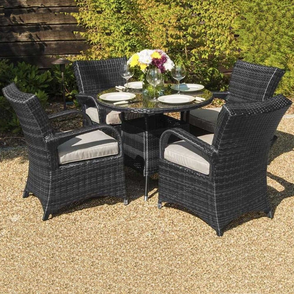 Royalcraft Dallas Grey 4 Seater Round Dining Set intended for measurements 1000 X 1000