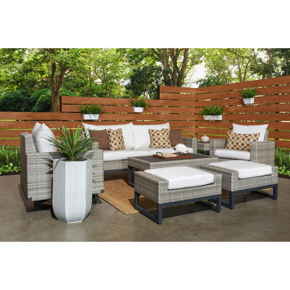 Rst Brands Milo Grey 7 Piece Wicker Motion Patio Deep Seating Conversation Set With Sunbrella Moroccan Cream Cushions with regard to measurements 1000 X 1000