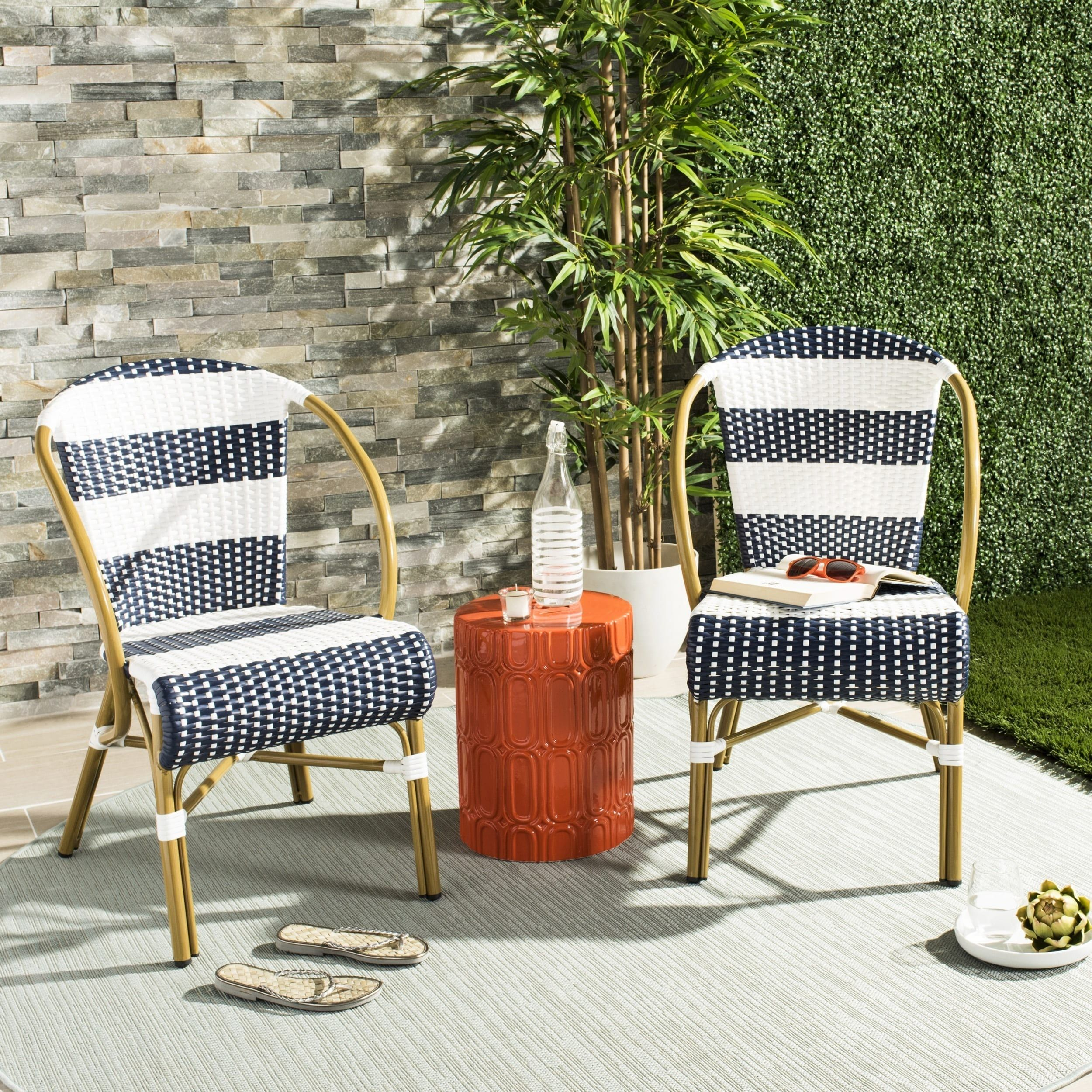 Safavieh Sarita Striped French Bistro Stacking Navy White for proportions 2500 X 2500