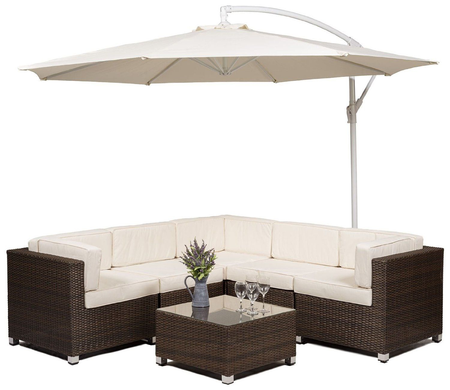 Savannah Rattan Garden Furniture Corner Sofa Set With Glass within measurements 1500 X 1298